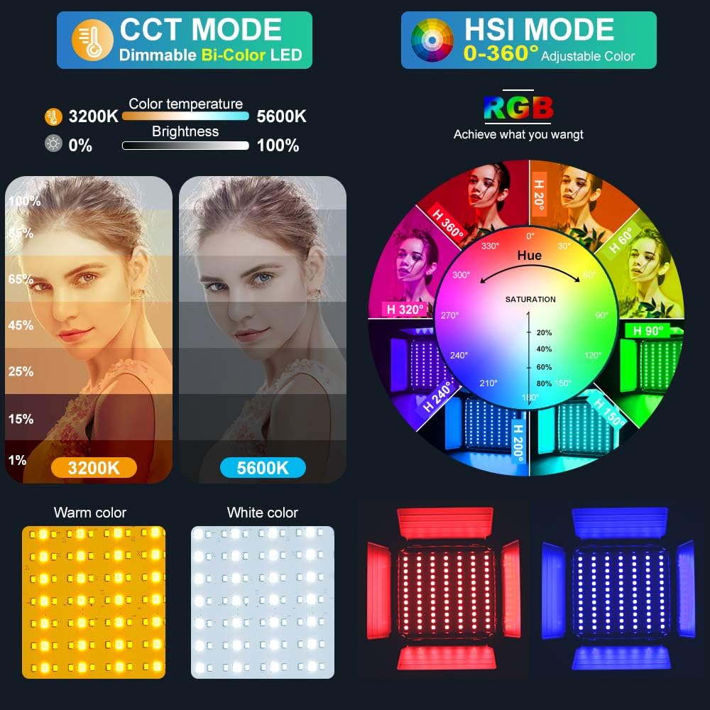 ضوء فيديو LED RGB مع تحكم عبر  - مراجعة Photography Lighting Kits وسعره