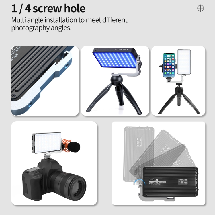 مصباح إضاءة RGB مسطح Pixel G3  - مراجعة Photography Lighting Handheld وسعره