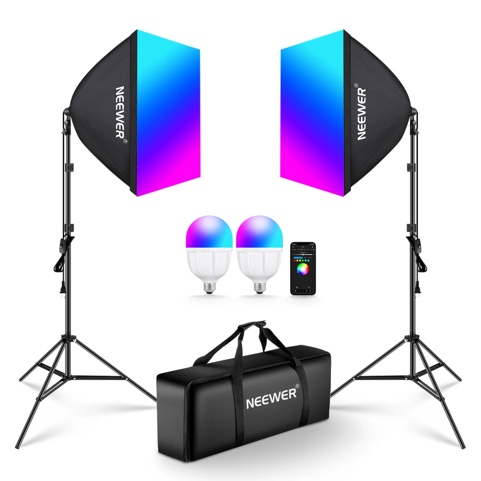 طقم إضاءة نيوير RGB سوفت بوكس  - مراجعة Lighting Effect In Photography وسعره